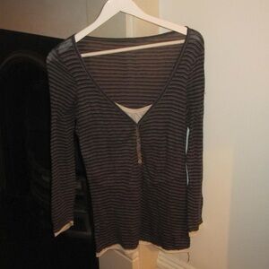 Rare vintage long (past bum) striped button down vintage y2k henley top long